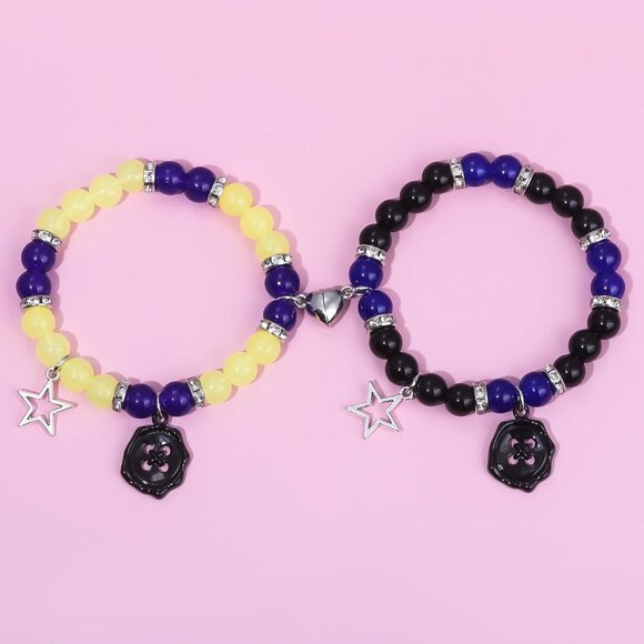 Couple Friendship Bracelets Glass Bead Elastic Cord Gift Accessories - Picture 7 of 7